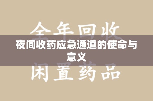 广州夜间收药应急通道的使命与意义